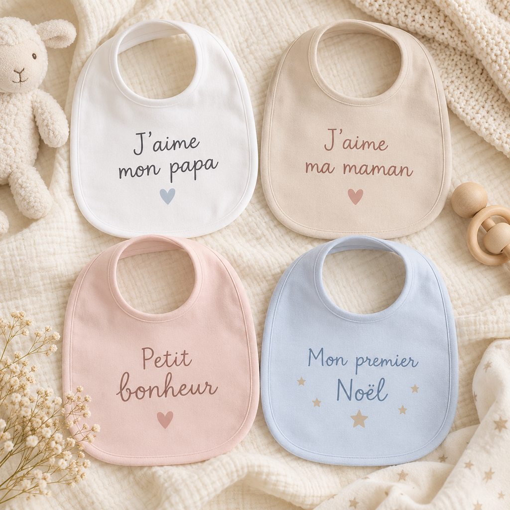 Bavoirs de bébé personnalisés avec phrases en français