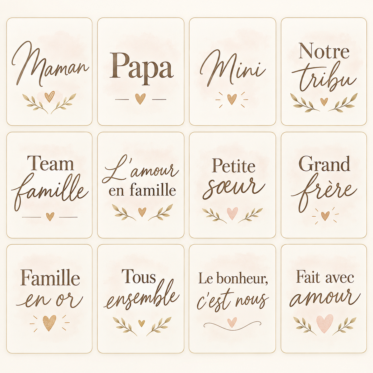 Catálogo numerado de frases para T-shirt família
