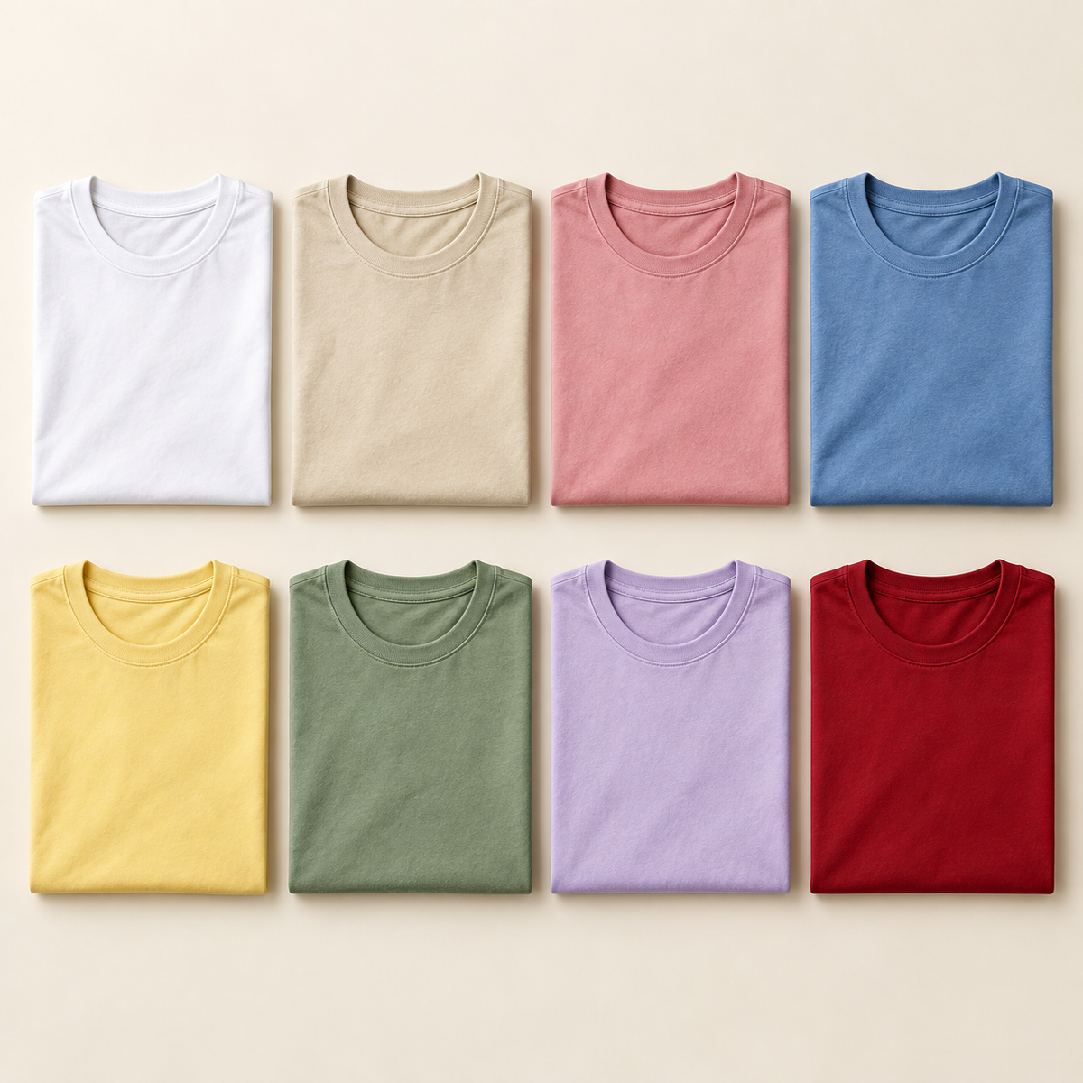 Paleta de oito cores de T-shirts personalizados